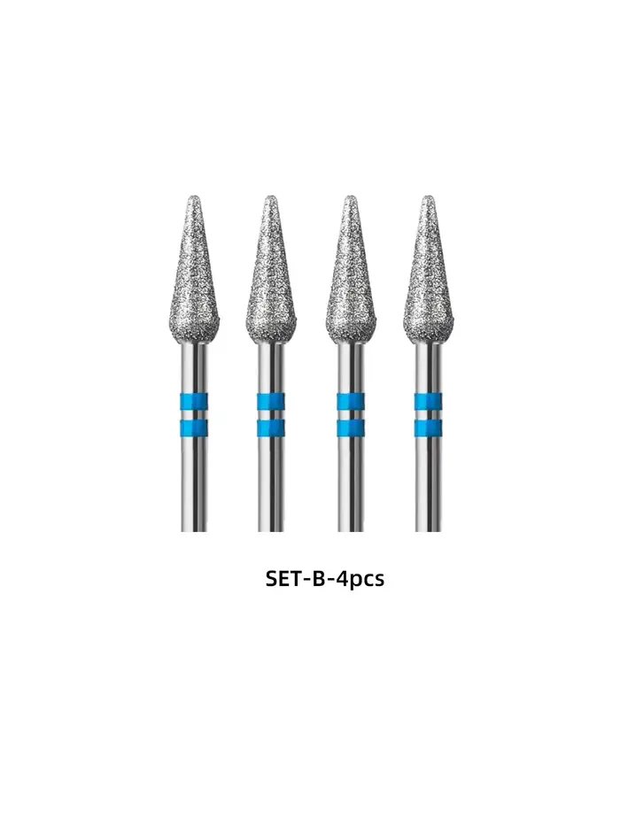 Jeu de forets à ongles pour cuticules en diamant en forme de flamme, forets de manucure professionne
