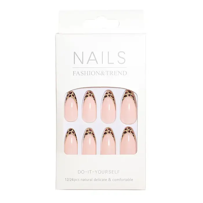 24 faux ongles léopard français autocollants