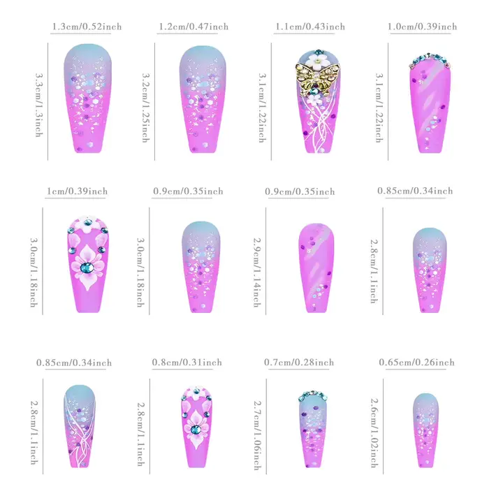 Faux biscuits arc-en-ciel avec camélia presse longue sur N64 Coffin Glitter French Tip N64 Rainbow Ombre N64