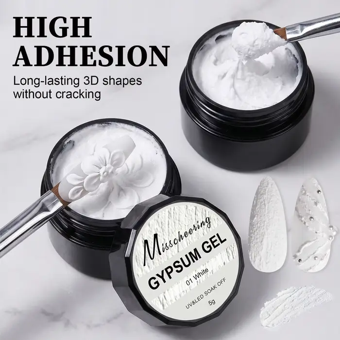 Misscheering Gel à ongles 3D en gypse 5g, texture sable, sans résidu, UV LED, gel de sculpture en re