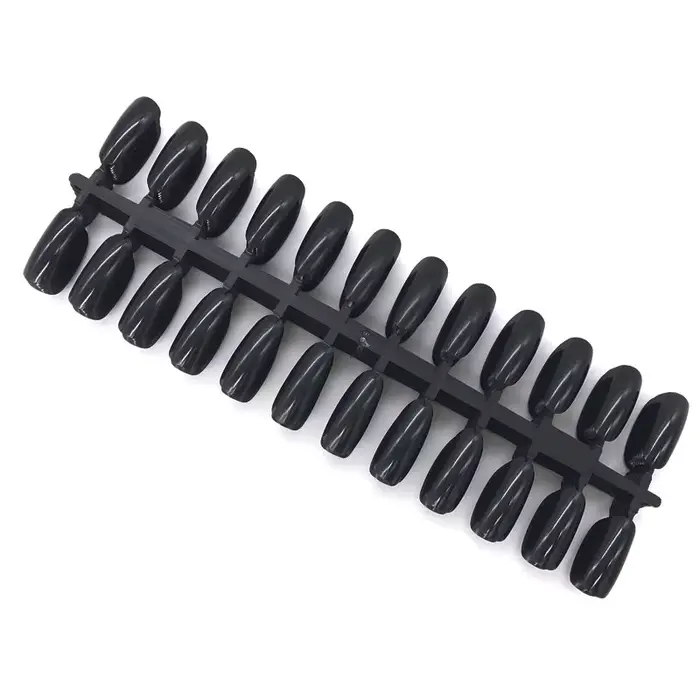 Faux ongles naturels transparents noirs, 10 pièces, carte complète pour exposition Nail Art, pratiqu