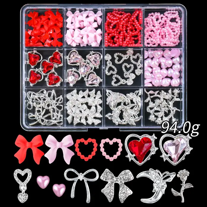 120 pièces/boîte 3D or arc papillon ongles breloques en métal brillant mignon noeud papillon/diamant étoile