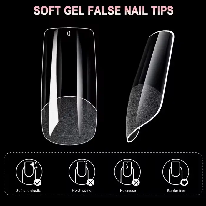 600 faux ongles carrés français semi-mat à couverture complète
