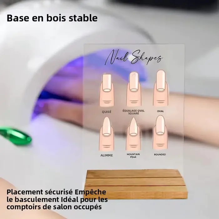Panneau d'affichage de formes d'ongles en acrylique