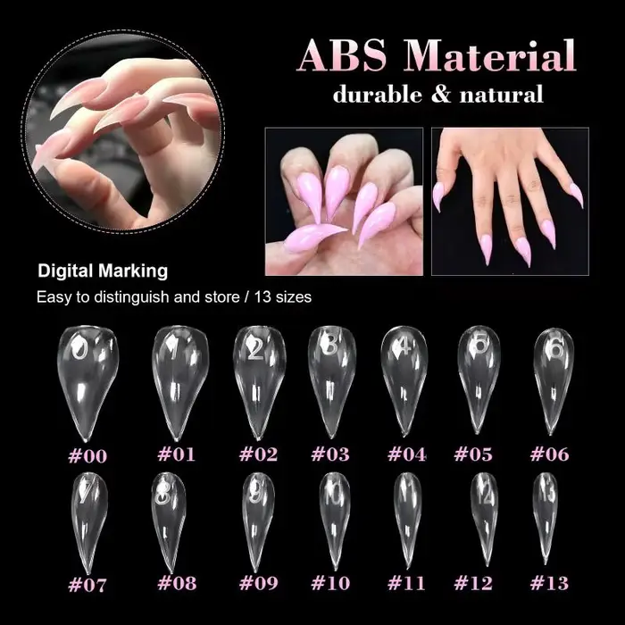 140 pièces/boîte ongles Stiletto courts et incurvés double forme pour Extension d'ongles griffe de chat 3D acrylique couverture complète moules conseils sculpturales conception