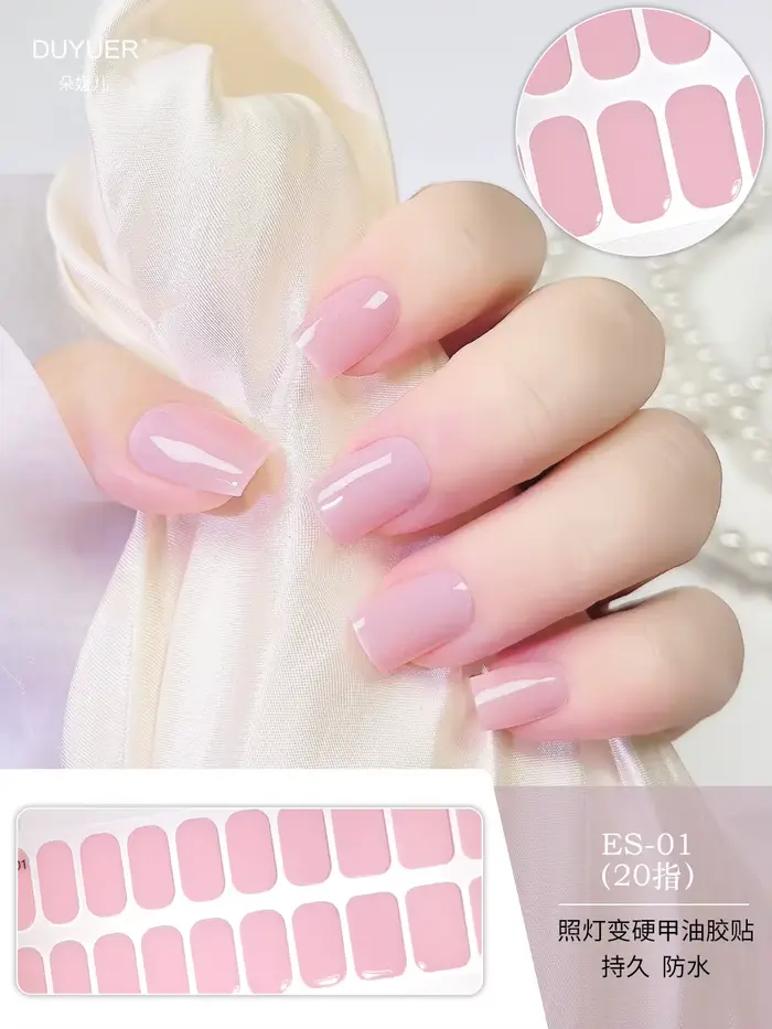 Autocollants et bandes de gel semi-durci UV pour ongles, style français, longue tenue, couverture co