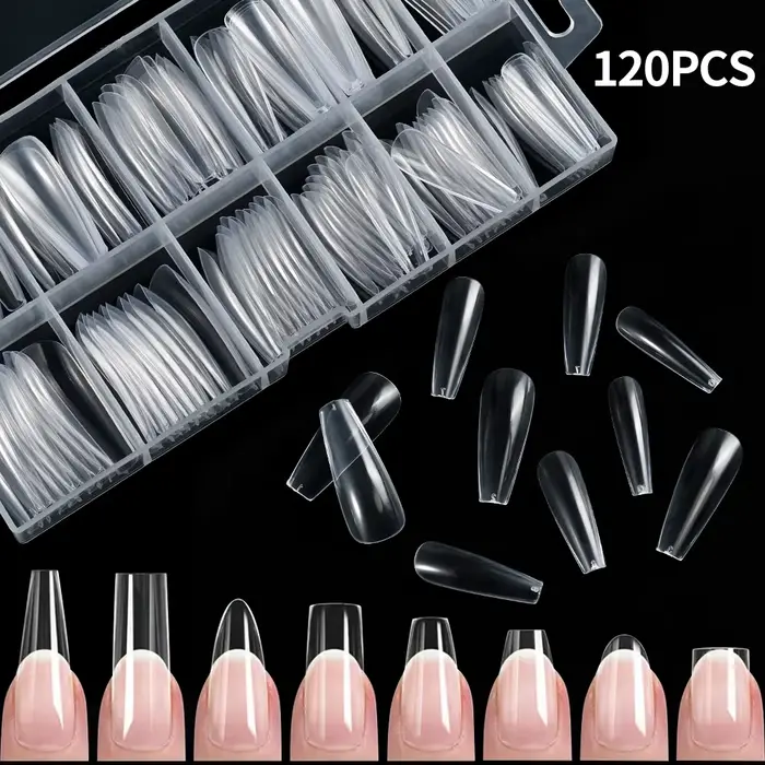 Ongles à pression en Gel souple et transparent, 8 styles, courts et longs, carrés/ovale/café, 12 tai