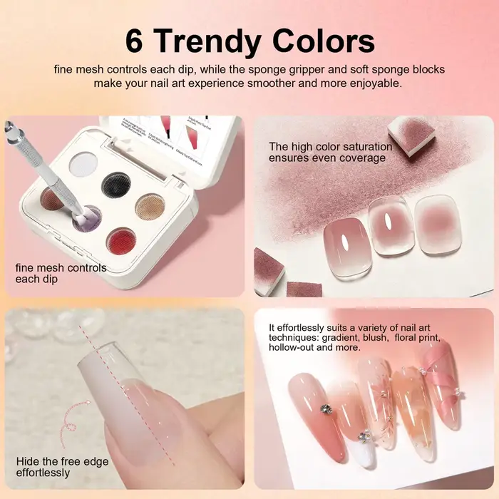 Gel compact six couleurs pour coussinets à ongles