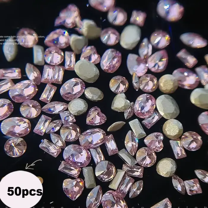 50 pièces taille mixte fond plat Zircon diamant breloques pour ongles 2-3mm pierres précieuses Mini 