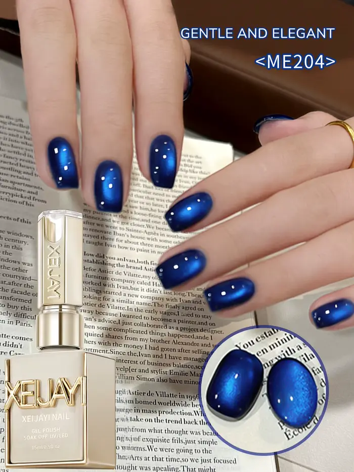 XEIJAYI 1pc 15ML bleu oeil de chat vernis à ongles Semi Permanent Nail Art trempage UV LED Salon de manucure bricolage