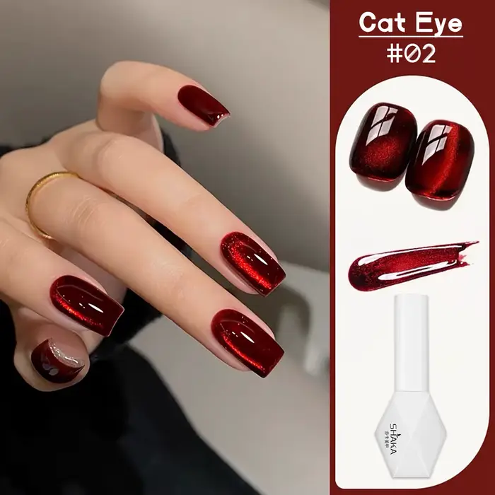 WS 6 couleurs 10ml perle de verre rouge chat Gel magnétique Ultra brillant Semi Permanent tremper Ge
