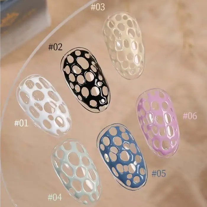 Poke Poke Nail Art colle dentelle trou ongles Graffiti lettre peinture Art Gel noir blanc océan vague Texture UV LED tremper vernis