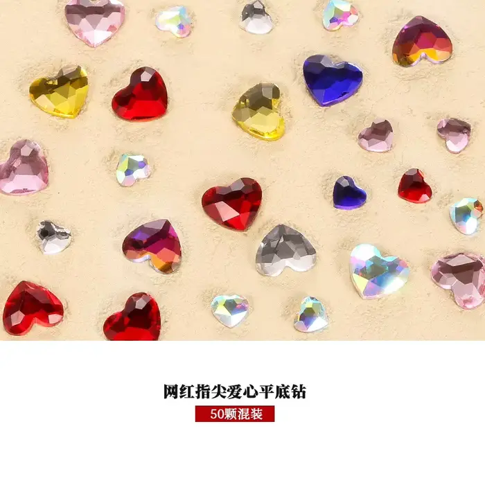 Mélange de diamants d'amour, 100 pièces, accessoires pour ongles en verre irrégulier à fond plat, ve