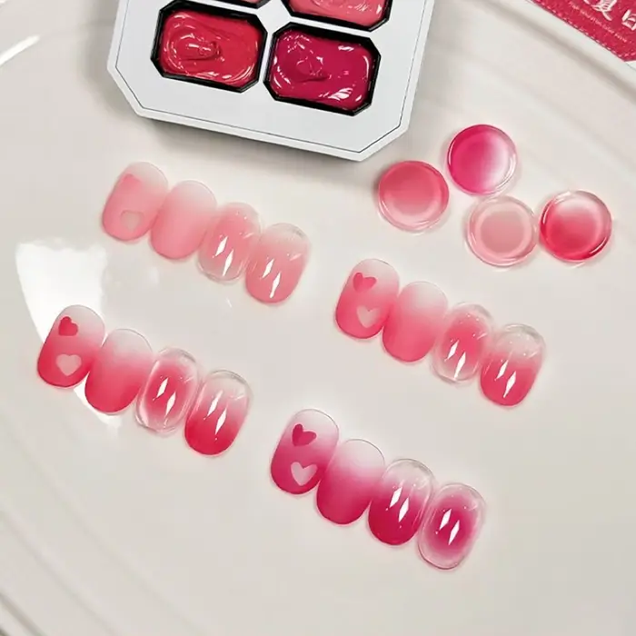 MIANEL 2026 Nouvelle Série de Gels Blush Rose Pat Pat Été, Palette 4 Couleurs Sans Résidu, Haute Saturation pour Nail Art Ombré