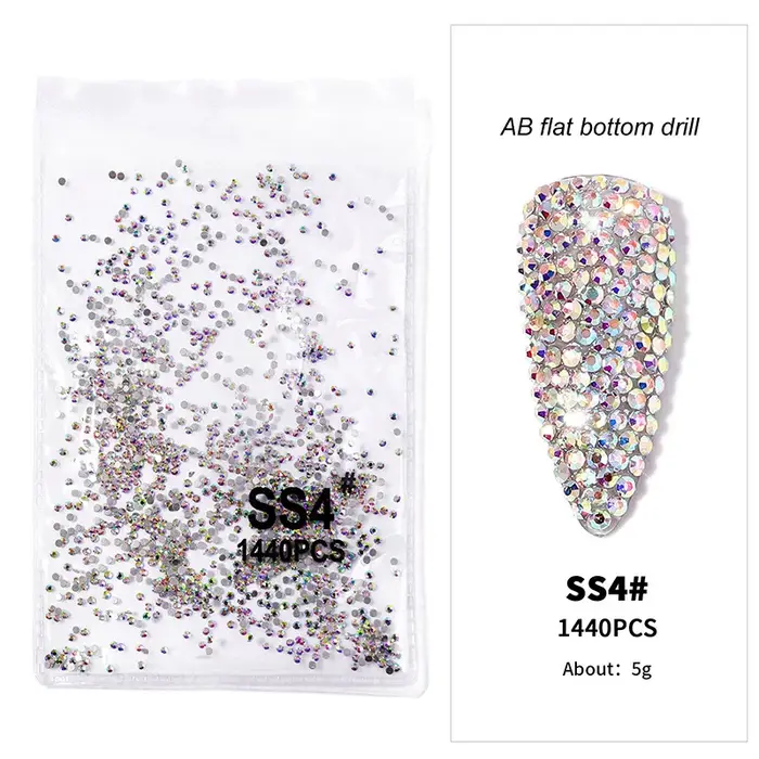 1440 pièces ongles FlatBack cristal Strass clair/AB verre