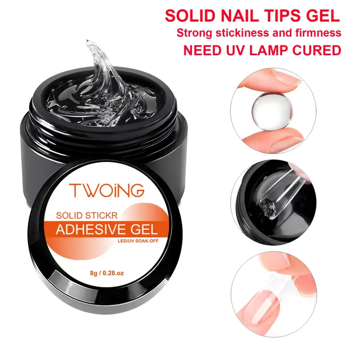 TWOING 8g multifonctionnel solide ongles conseils Gel-antiadhésif main ongles Gel strass Gel pour br