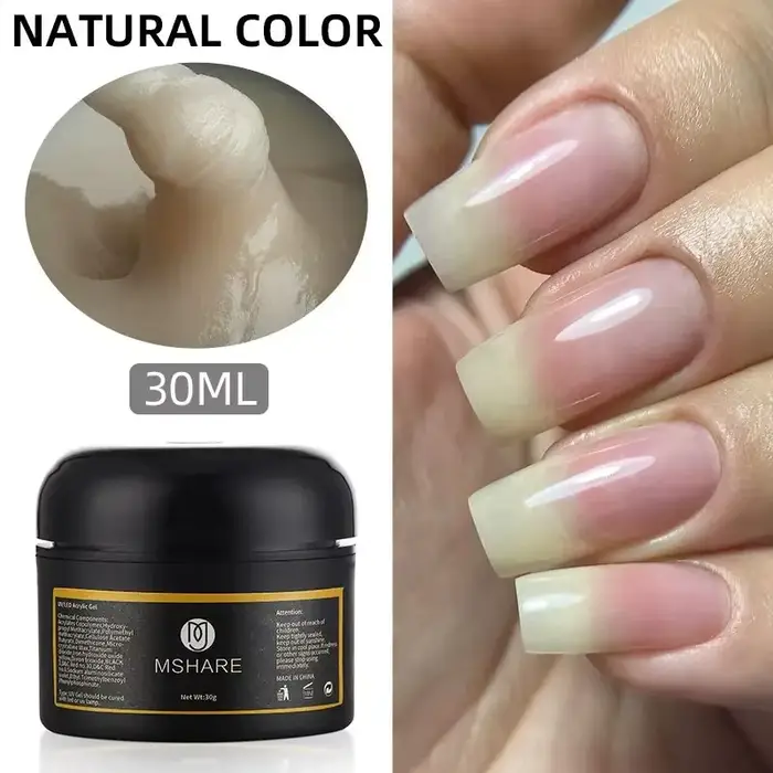 MSHARE 30g aspect naturel Poly ongles acrylique Gel Extensions d'ongles constructeur UV Led Acrylgel cristal clair Gel logo personnalisation