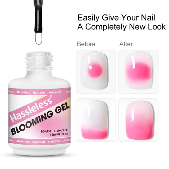 Vernis à ongles transparent effet dégradé floral Hassleless 15 ml