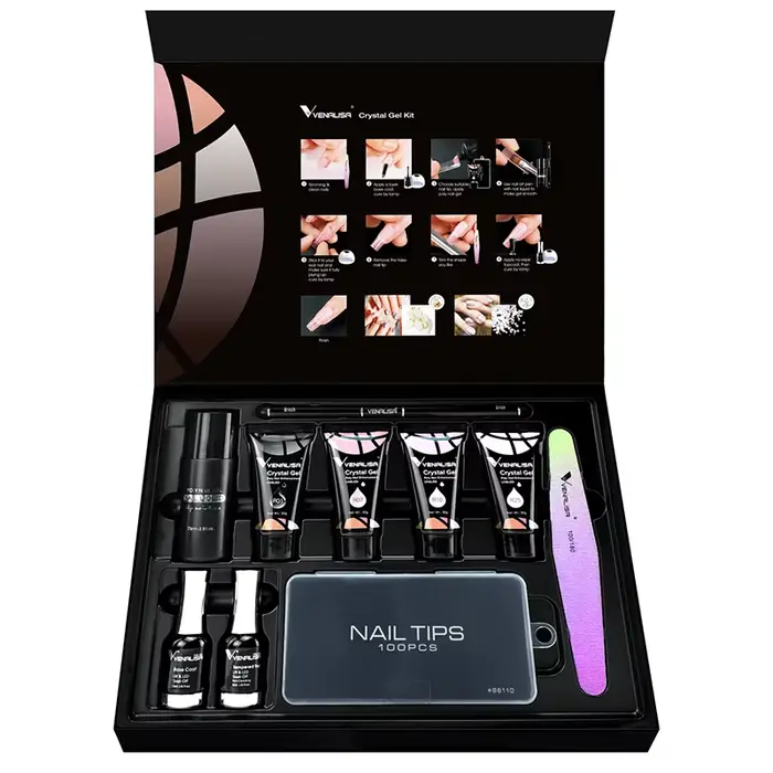 VENALISA Poly LED UV Gel Kit nouveau professionnel Nail Art UV LED 30g manucure ongles limes transparentes pointes d'ongles Gel en cristal