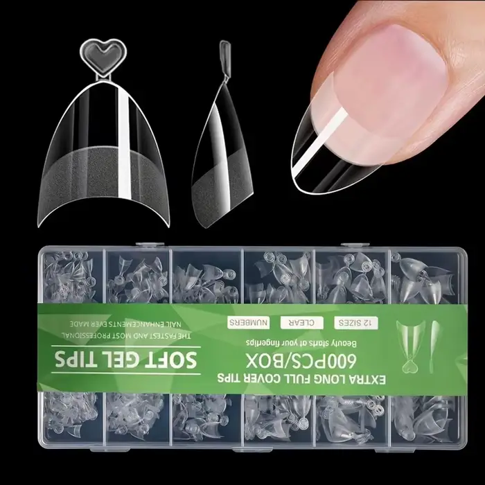 600 morceaux de faux ongles courts français – Faux ongles ovales courts