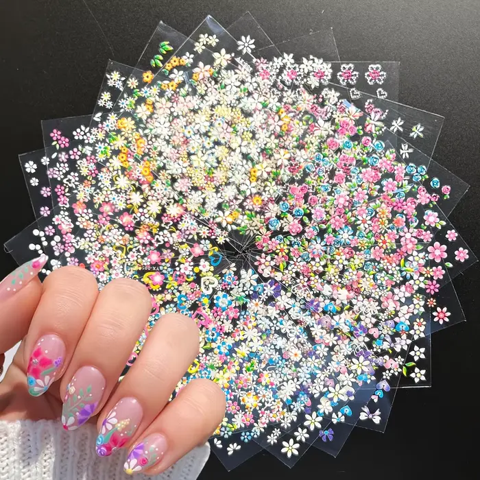 30 feuilles d'autocollants pour ongles à motifs floraux