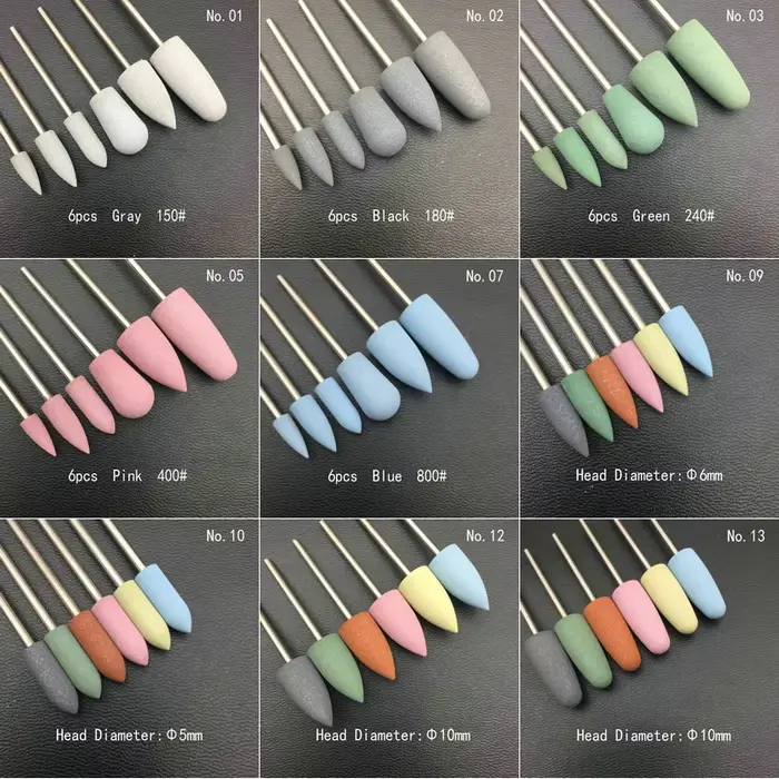 Foret à ongles en caoutchouc et silicone, fraise pour manucure, polisseuse Flexible, lime à ongles é