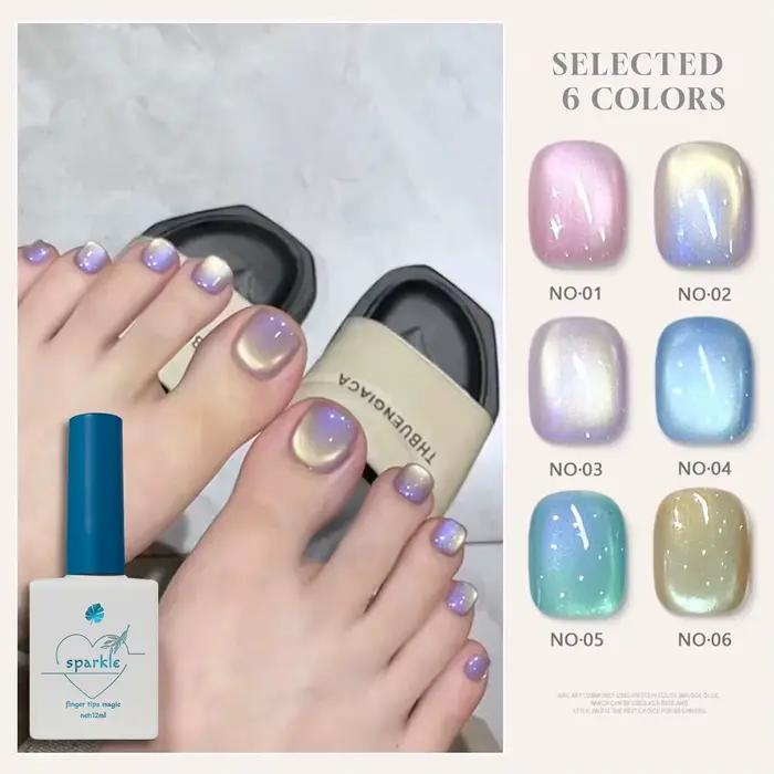 1-6 pièces 12ml Vernis Gel UV Magnétique Holographique Effet Sirène Aurore 6 Couleurs