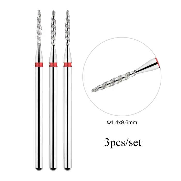 TP 3 pièces/ensemble forets à ongles diamant flamme 3/32 ''embouts de lime électrique russe fraise pour manucure cuticul