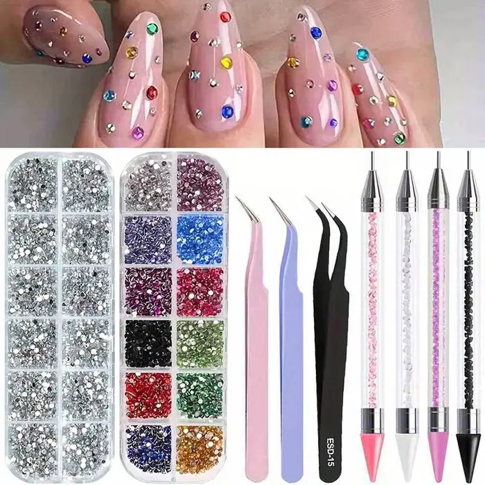 Strass acryliques multi-tailles à dos plat pour Nail Art