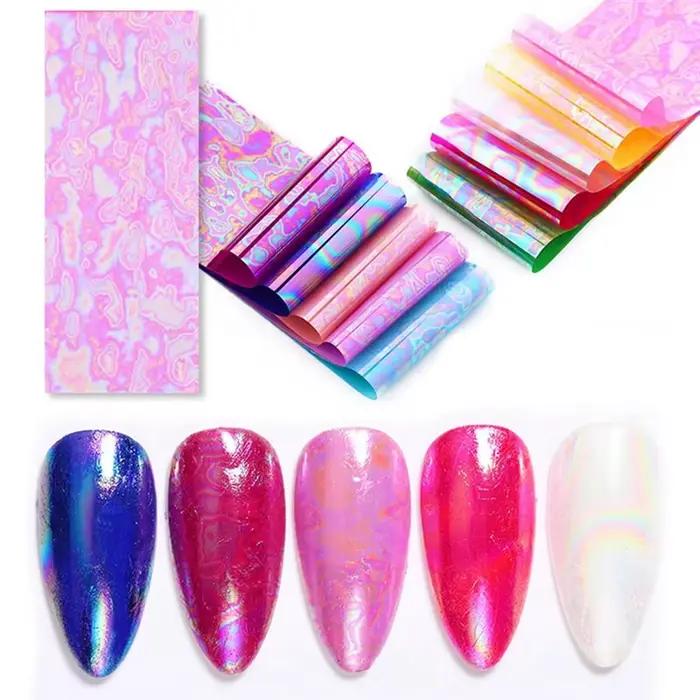 10PCS Aurora Nail Foil holographique