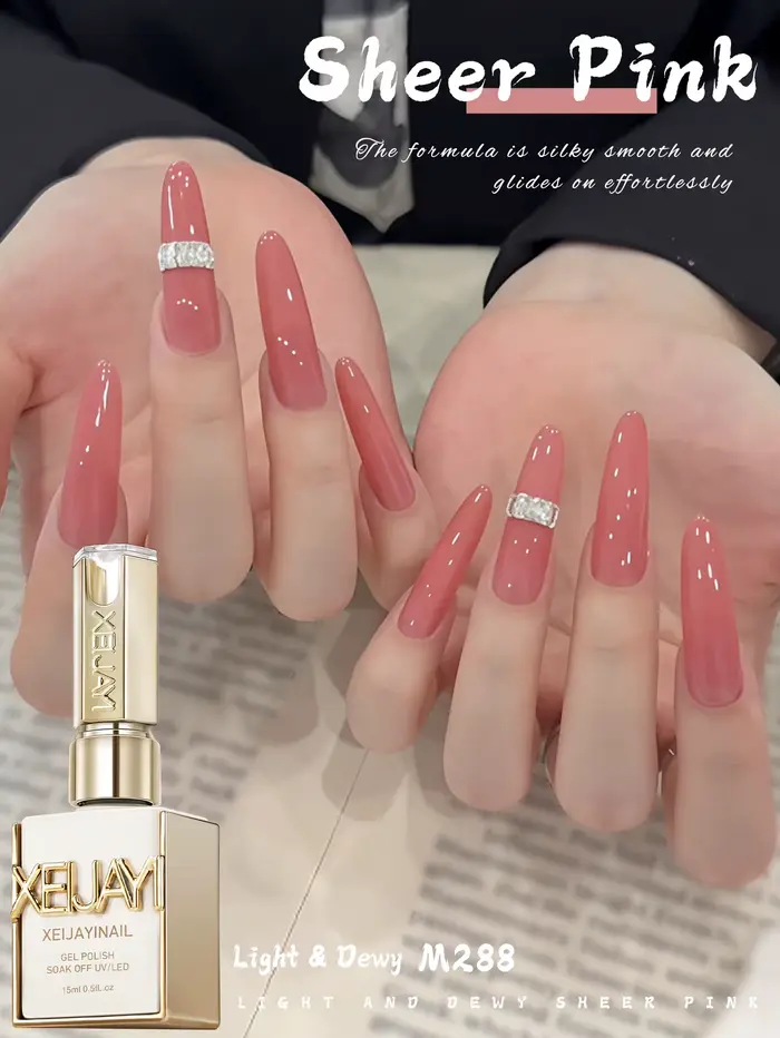 XEIJAYI 15ML 1pc Vernis à ongles gel rose transparent