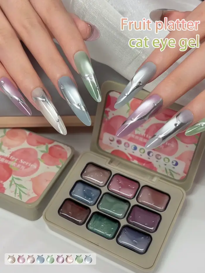 9 couleurs réfléchissant oeil de chat magnétique ongles Gel trempage UV LED Gel Salon femme Nail Art outils mode manucure holographique