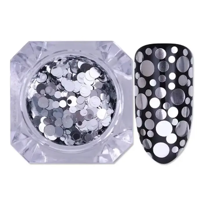 Paillettes pour ongles de taille mixte, paillettes holographiques argentées, losange rond coloré