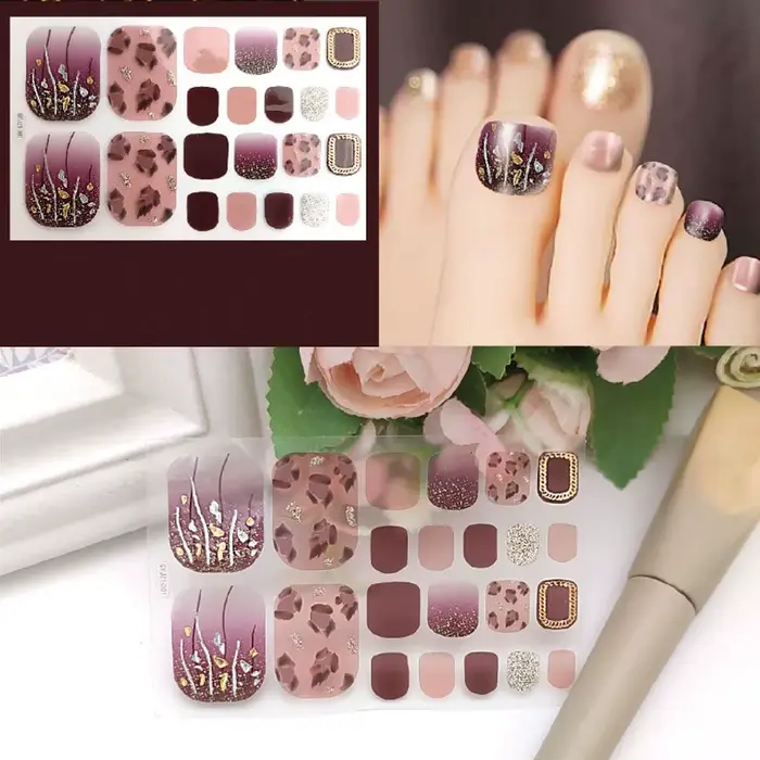 Femmes filles faux ongles rayure couverture complète imperméable Style frais décorations de pieds bricolage manucure