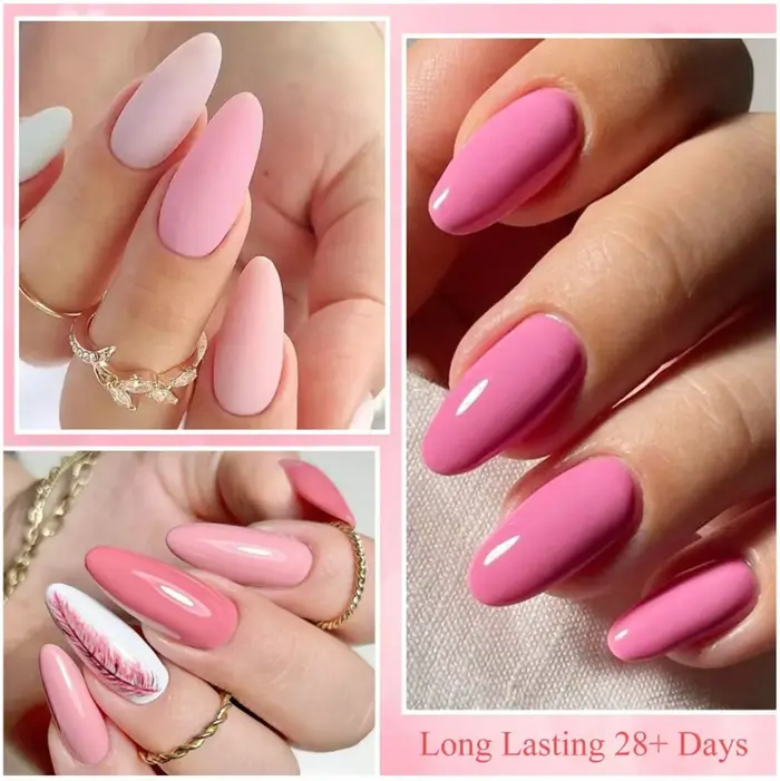 7 pièces Gel vernis à ongles ensemble HEMA gratuit rose rouge paillettes Semi Permanent tremper UV G