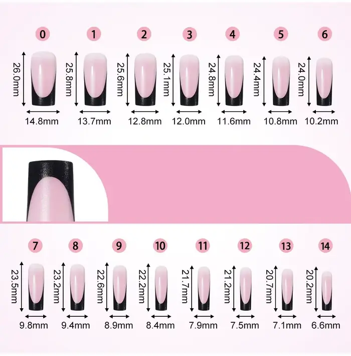 60 pièces Nail Art conseils orteil blanc français presse sur ongles noir