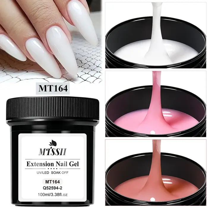 Gel UV de construction pour extension d'ongles 100ml, Gel dur Milky White, Clair, Rose Nude, Acrylique Cristal, Gel d'extension à retirer par trempage