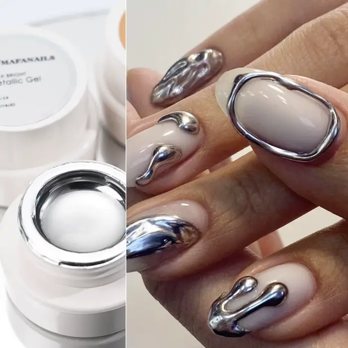 5/7/8/10ml Gel métallique or effet miroir Gel vernis à ongles ligne de conception française fleur dessin Gel