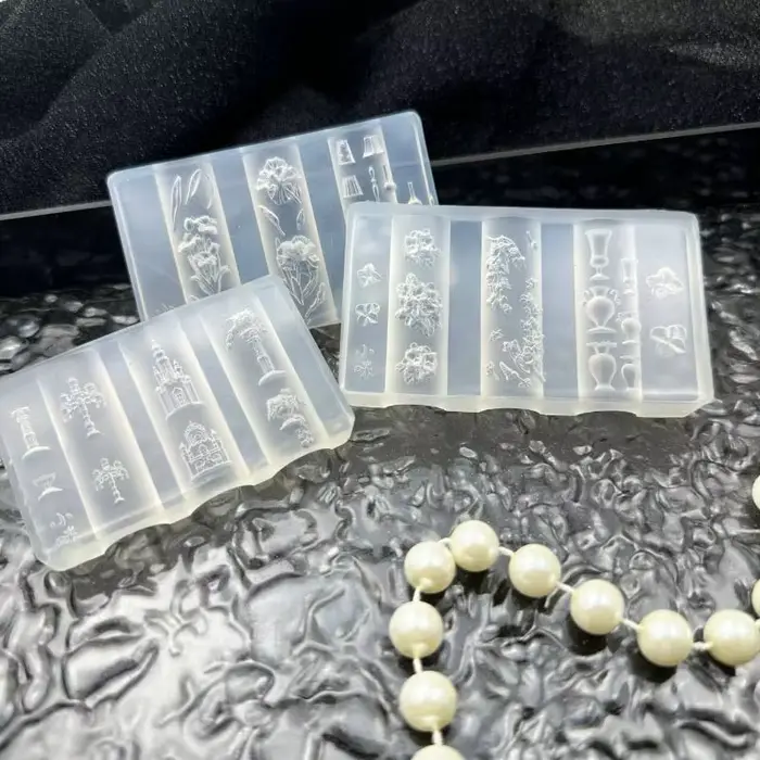 Moule à ongles en Silicone 3D Chic avec modèle de fleur et Art de nœud chinois Vintage pour les projets de manucure à faire soi-même
