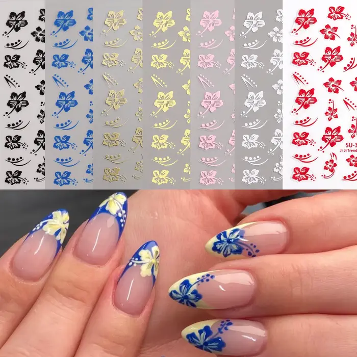 Autocollants pour ongles fleur d'hibiscus