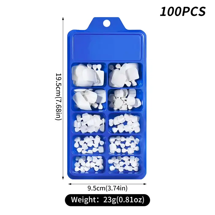 100 faux ongles de pieds carrés courts blancs