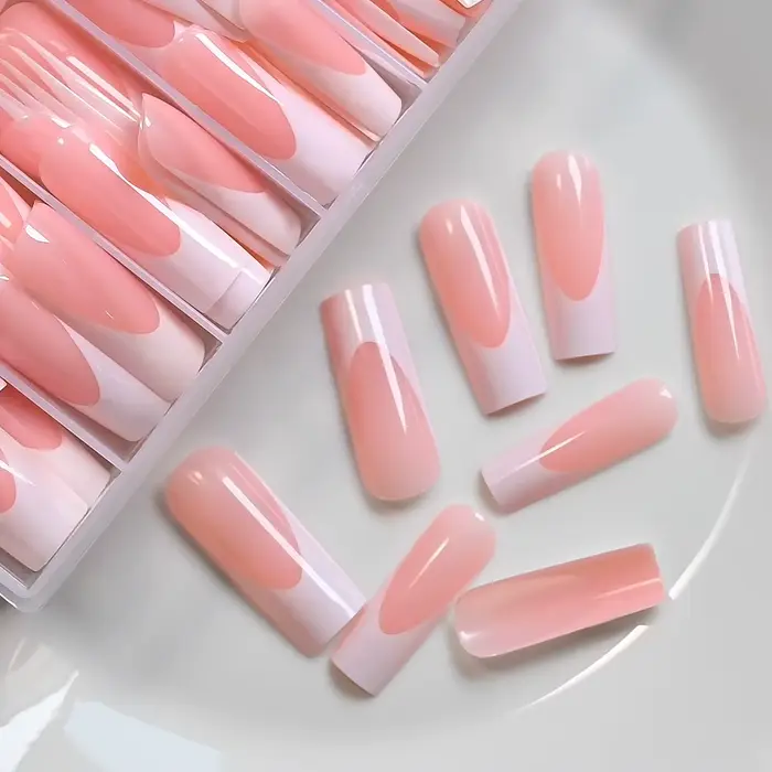 120/240 pièces de faux ongles longs forme ballerine à presser