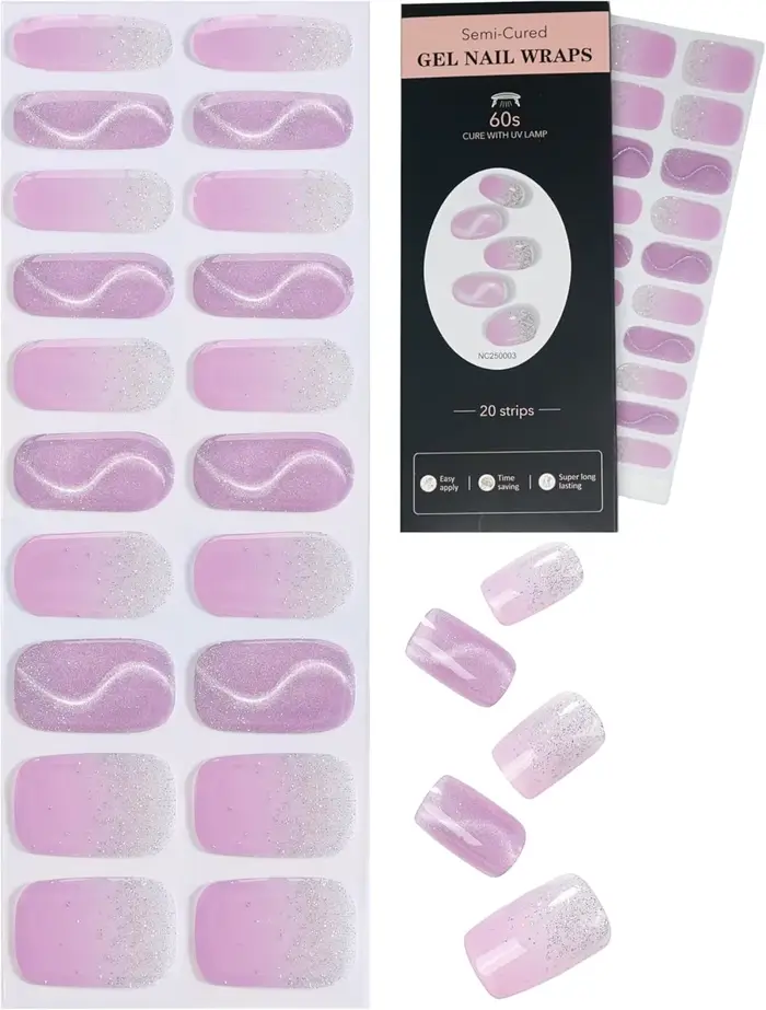 Bandes pour ongles en Gel semi-durci, 20 autocollants en Gel de glaçage, enveloppes de bricolage de