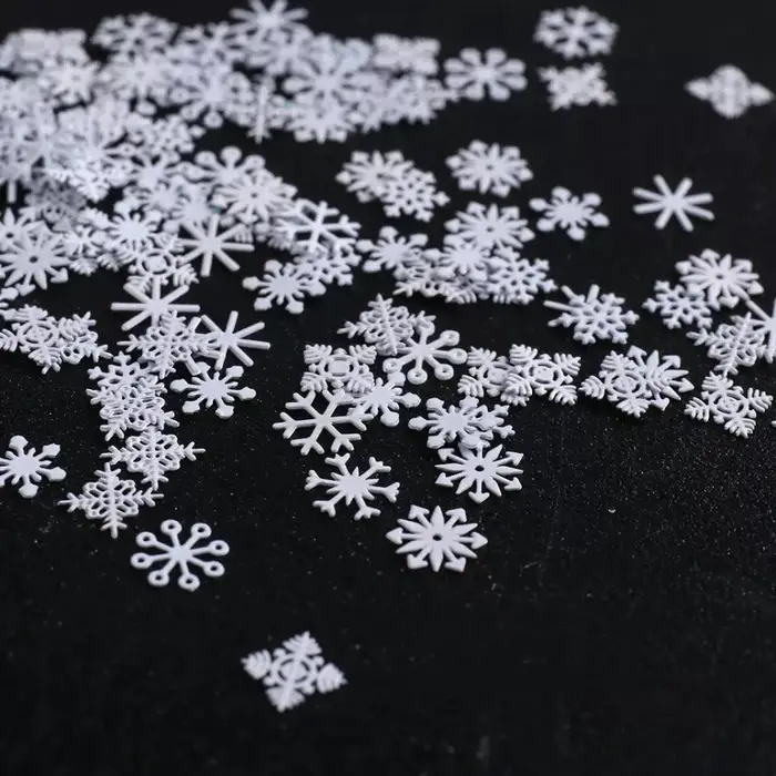 Décorations pour Nail Art, 1 bouteille/100 pièces, flocons de neige blancs pour nouvel an hiver 2022