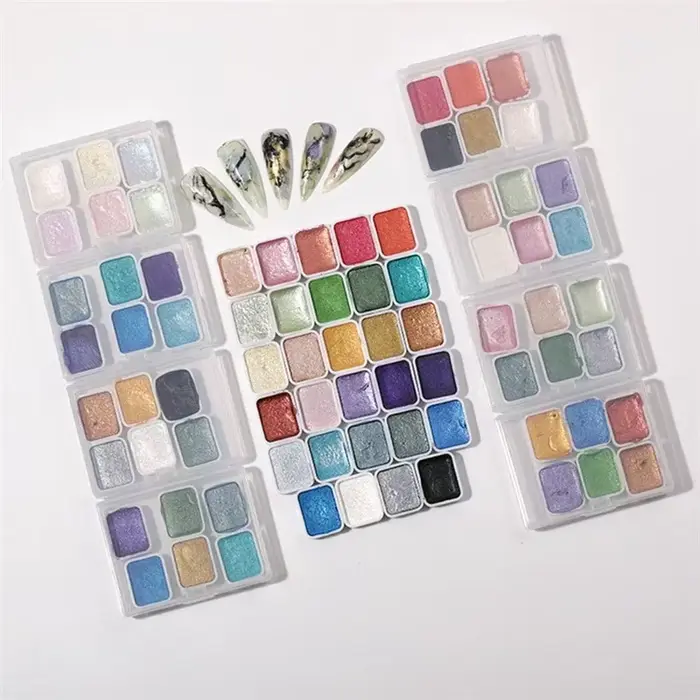 Ongles solide Pigment Nail Art décor aquarelle manucure peinture métallique dessiner Chrome paillettes poudre fleurs