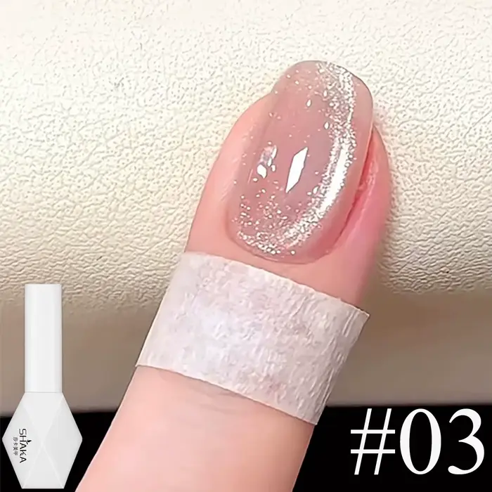 1-6 pièces SHAKA Vernis à ongles gel effet œil de chat, perles de verre, transparent glacé, rose, bl