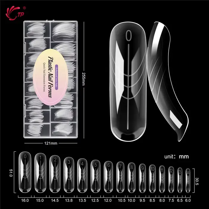 TP 150 pièces formes d'ongles cercueil incurvées longues moule à ongles clair pour Gel d'ongle Poly 