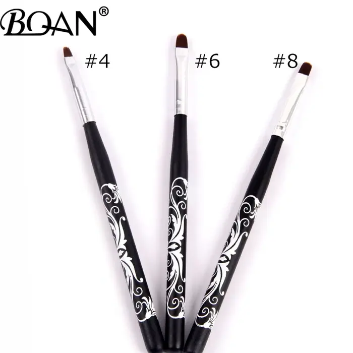 BQAN # 4 # 6 # 8 # 10 Pinceaux à ongles noirs pour gel UV