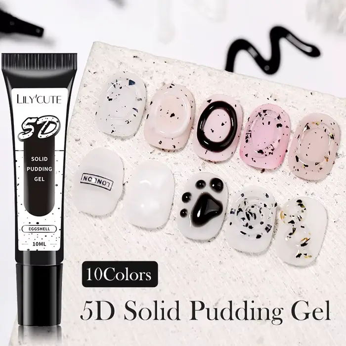 LYCUTE 10ml 5D solide pouding ongles Gel translucide Style coréen revêtement gaufrage peinture Texture Gel Nail Art décoration