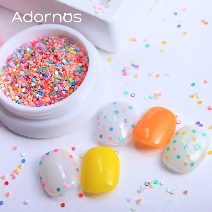 Paillettes rondes colorées pour décoration d'ongles, Paillettes à bulles macaron, vernis Gel, access